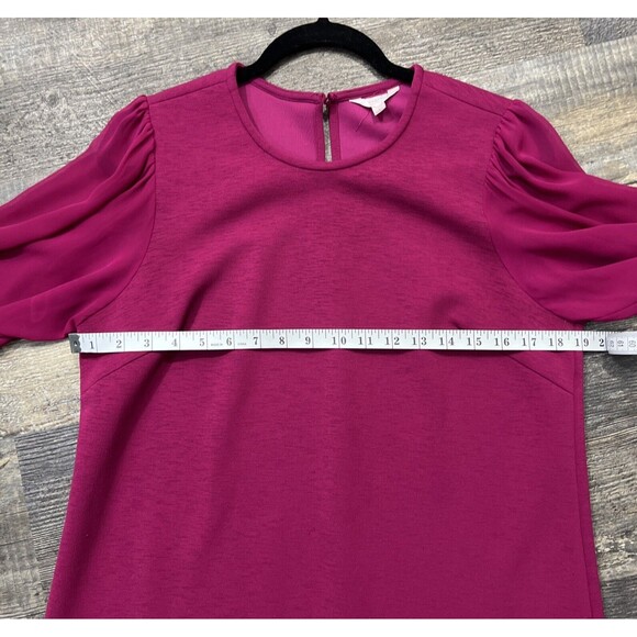 Nanette Lepore Dress Size 6 Red Pomegranate Lace Semi Sheer Sleeve - Picture 13 of 16